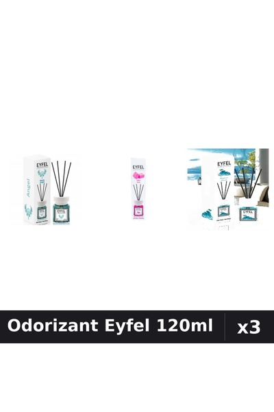 Eyfel Set 3 Odorizante Camera cu Betisoare - Angel, Bubble Gum, Ocean, 120ml