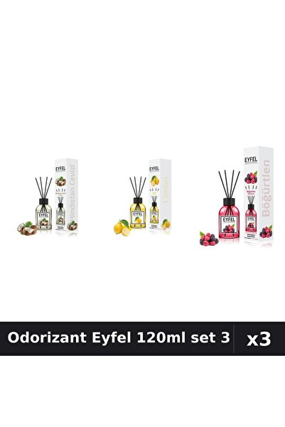 Eyfel Set 3 Odorizante Camera cu Betisoare 120ml - Nuca de Cocos, Lamaie, Fru...