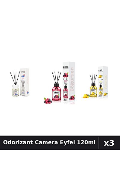 Eyfel Set 3 Odorizant Camera cu Betisoare 120ml - Orhidee, Fructe Pădure, Ananas