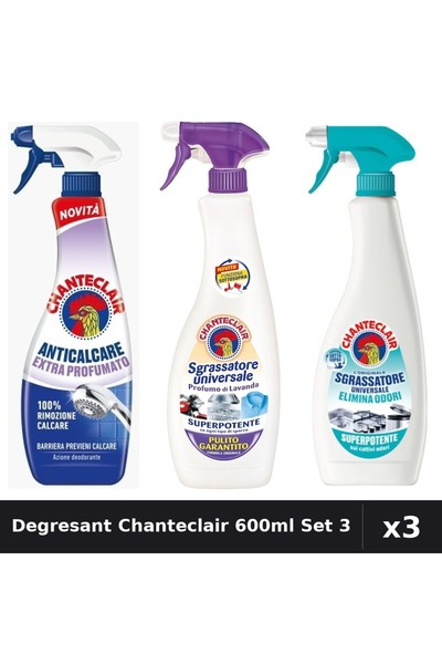 Chanteclair Set 3 Degresant Universal 600ml - Anti-Miros, Extra Parfumat, Mos...