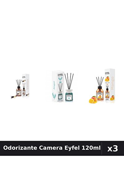 Eyfel Set 3 Odorizante Camera cu Betisoare - Angel, Mango, Vanilie 120ml