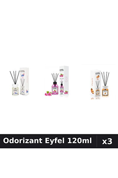Eyfel Set 3 Odorizante Camera cu Betisoare - Orhidee, Trandafir, Piersica 120ml