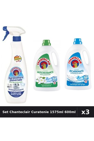 Chanteclair Set 3 Detergent și Degresant 1575ml 600ml - Bicarbonat, Mosc Alb