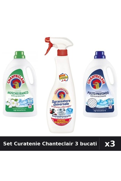 Chanteclair Set 3 Detergent Lichid Rufe 1575ml 35 Spalari - Mosc Alb, Curatar...