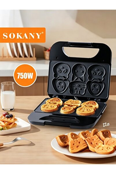 SOKANY 🧇750W Electric Cartoon Waffle Maker,3-in-1 Non-Stick Double-Sided Hea...