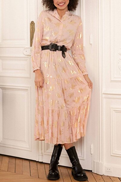 ROHBOUTIQUE Oversized tunic style maxi dress, Peach , Aimelia DR4732