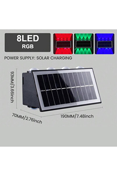 Choice 8LED-RGB Solar LED Wall Lamp Outdoor Waterproof Porch Lights Upper Low...
