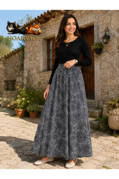 hoaryage 100% Cotton Elastic Waist Patterned Combed Cotton Fabric Maxi Length...