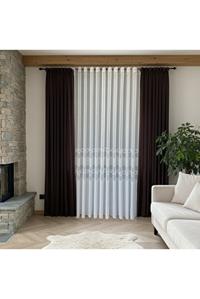 ArasyaHome Elegant White Embroidered Curtain 25PR132