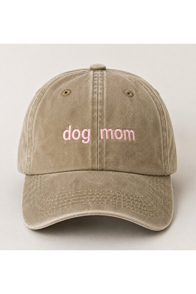 WeavedCo "Dog Mom" (Köpek Annesi) Minimal Nakışlı Vintage Yıkamalı Beyzbol Şa...