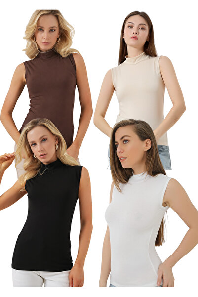 BiavSi Women's Multipack Half Turtleneck 100% Cotton Sleeveless Lycra Bodysui...