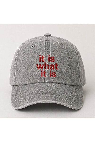 WeavedCo It Is What It Is" Minimal Embroidery Vintage Washed Baseball Cap