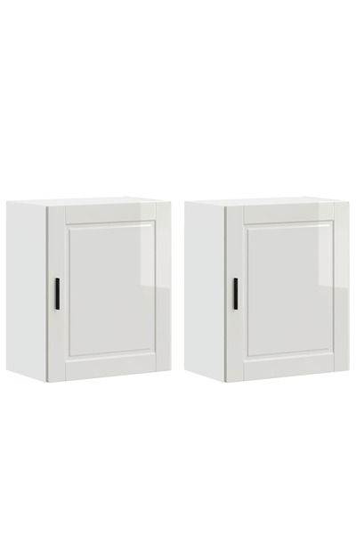 vidaxl Kitchen cabinets 2 pcs "Porto" white glossy engineered wood