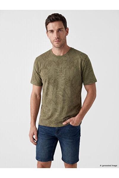 LC Waikiki Peak New Season Crew Neck Patterned Combed Cotton Men's T-Shirt