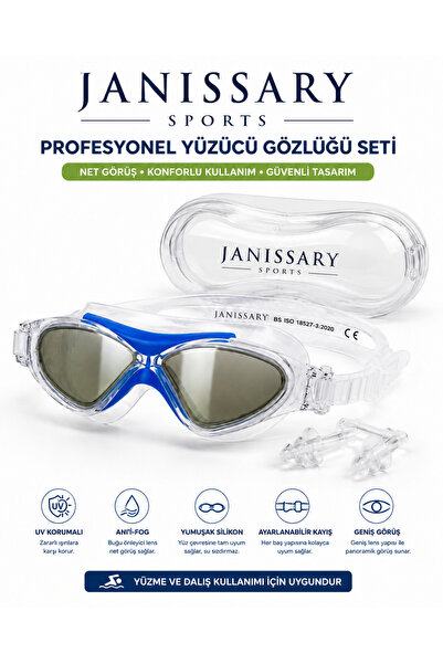 Janissary MC218 Profesyonel Yüzücü Gözlüğü – UV Korumalı, Buğu Önleyici, Kula...