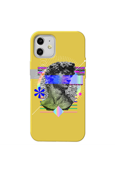 Other Apple iPhone 12 Statue pixels Yellow Colored Silicone TPU Θήκη
