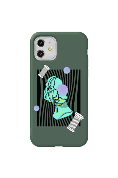 Other Apple iPhone 11 Columns Dark Green Colored Silicone TPU Θήκη