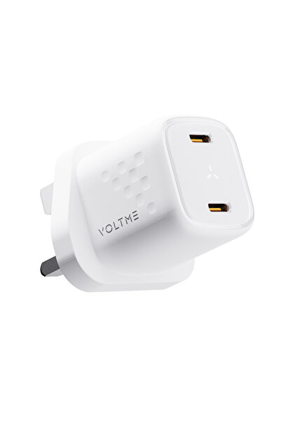 VOLTME شاحن Revo 30 Duo CC 30W GaN III السريع، شاحن حائط مزدوج USB-C PD لأجهز...