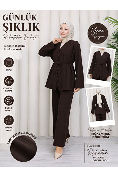 VAYNES Milano Pants Suit Elegance Belted Hijab Suit