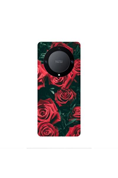 Other Honor Magic5 Lite 5G Red Roses Transparent Silicone TPU Θήκη