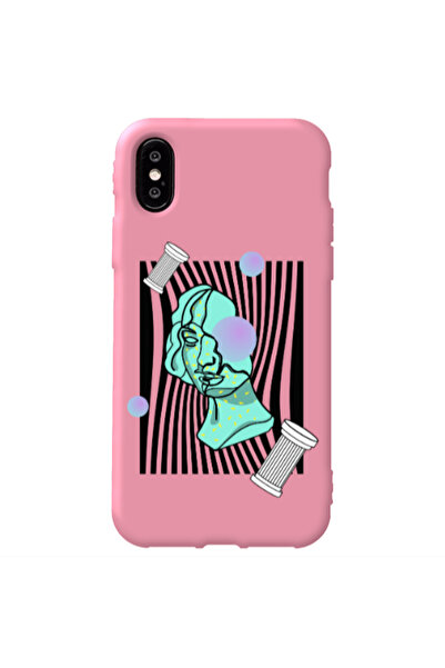 Other Apple iPhone X Columns Pink Colored Silicone TPU Θήκη