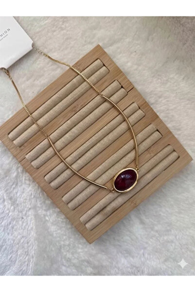 Marsilyan Nvdn- Ieg - Stone Necklace - Burgundy Iegrs-Nvdn1
