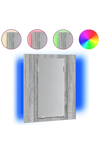 vidaxl Bathroom LED mirror cabinet, sonoma grey, 40x12x45 cm, wood