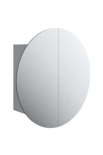 vidaxl Dulap de baie cu oglindă rotundă și LED, gri, 47x47x17,5 cm