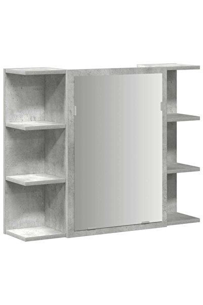 vidaxl Dulap de baie cu oglindă, gri beton, 80 x 20,5 x 64 cm, PAL