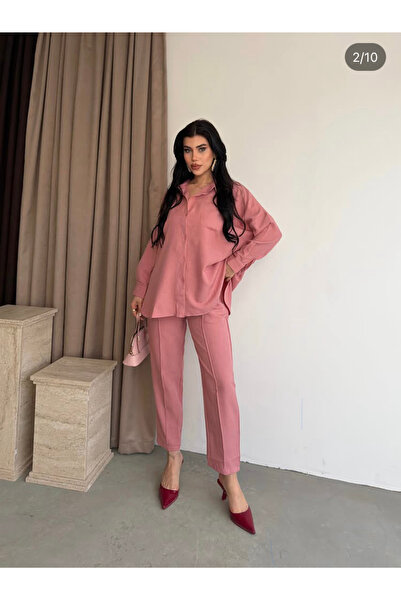 Kadın keten oversize ikili takım