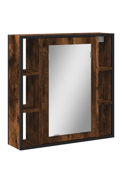 vidaxl Bathroom cabinet with mirror, smoky oak, 60x16x60 cm, composite wood