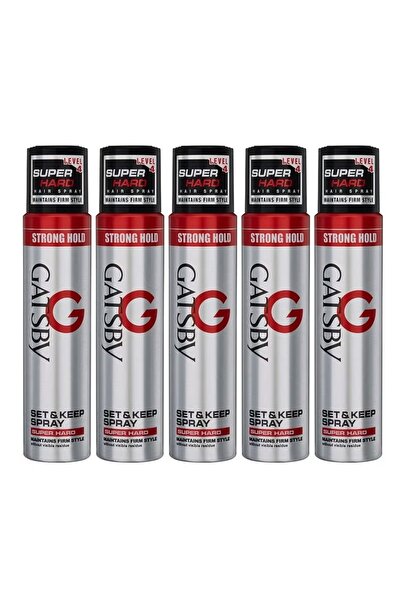 GATSBY Set and Keep Super Hard Hair Spray 250ml (Pack of 5)