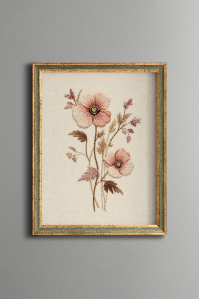 epiqart Embroidery-Look Floral Design - Vintage Patterned Frame - Thin Model