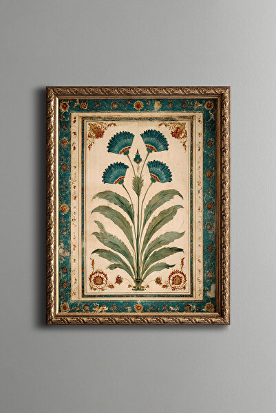 epiqart Turquoise Floral Pattern - Vintage Patterned Frame - Slim Model