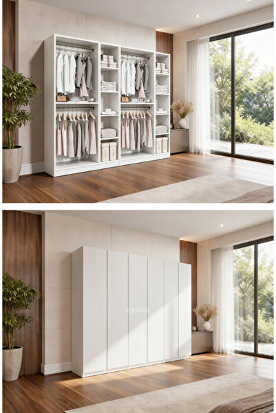 CANBAZ FURNİTURE Mira modüllü 6 MDF kapaklı %100 MDF (KURULUM DAHİL)