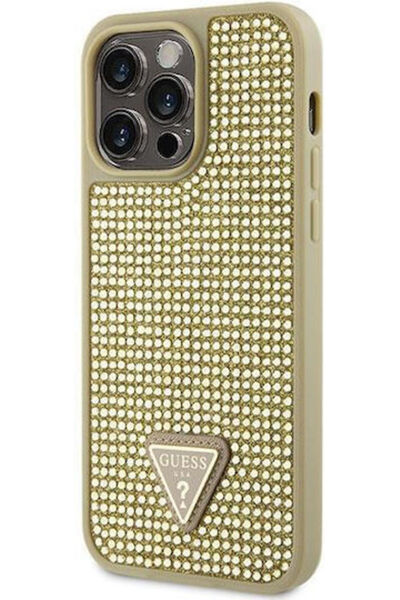 Guess Rhinestones Triangle Back Cover Metallic Gold (iPhone 14 Pro Max) Code:...