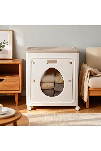 Danube Home Velora Foldable Storage Box 66cm Large Closet Organizer Beige 56x...