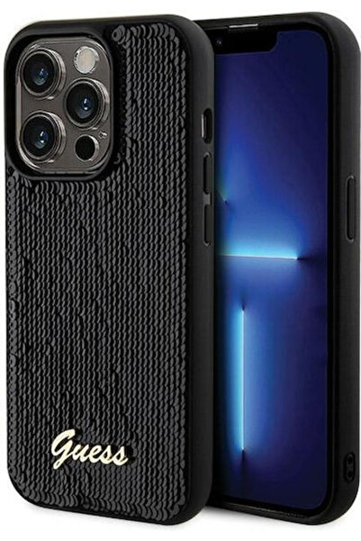 Guess Sequin Script Metal Back Cover Plastic Black (iPhone 13 Pro Max) Code: ...