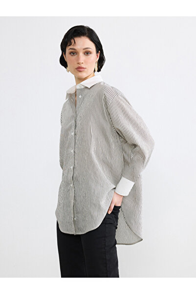 LC Waikiki Beige Striped Women's Shirt