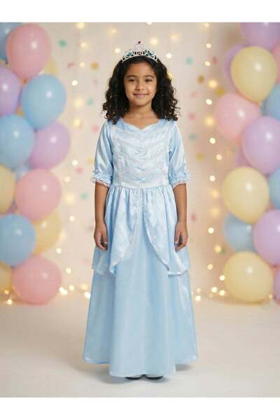 joyland Cinderella Fancy Dress for Girls, Embroidered V-Neck Party Dress with...