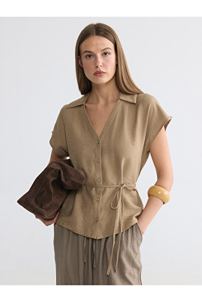 LC Waikiki Beige Women's Shirt with Belt