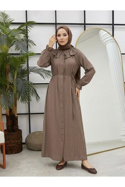 Foremia Collar Tunnel Dress-Brown