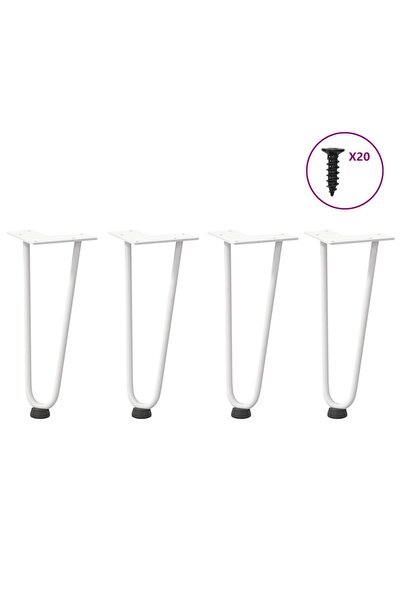 vidaxl Picioare tip agrafă pentru măsuță de cafea, 4 buc., alb, 30 cm, oțel m...