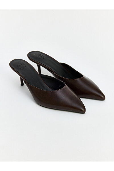 LC Waikiki Brown Pointed Toe Women's Heeled Slippers by Güli̇sgi̇yi̇m