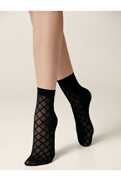 sosetaria Sosete negre in carouri Conte Elegant Grid 40 den
