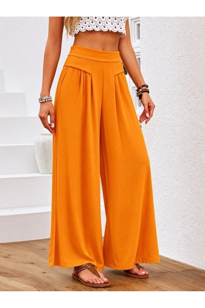 DRESSIFY WOMEN’S FASHION Women's High Waist Wide Leg Long Summer Linen Trousers