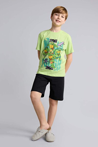 DeFacto Nınja Turtles-Retro Kısa Kollu Tişört Şort Alt 2li Pijama Takımı Erke...