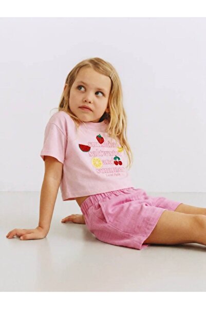JuraKids Girl's Printed Top and Bottom Set, Comfortable Cut, Summer Combination