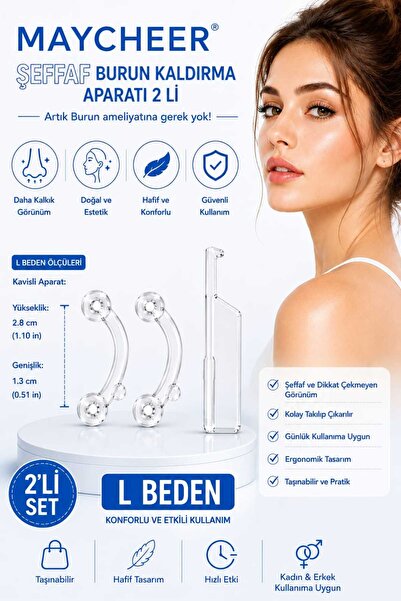 Maycheer L Beden 2'li Şeffaf Burun Kaldırma Aparatı Pratik Yukarı Kaldırıcı Şekillendirici Düzeltici Burun Düzleştirme