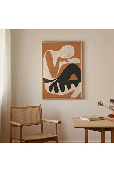 woodhomeworks Tablou abstract cu femeie în bej, stil salon, vrynt